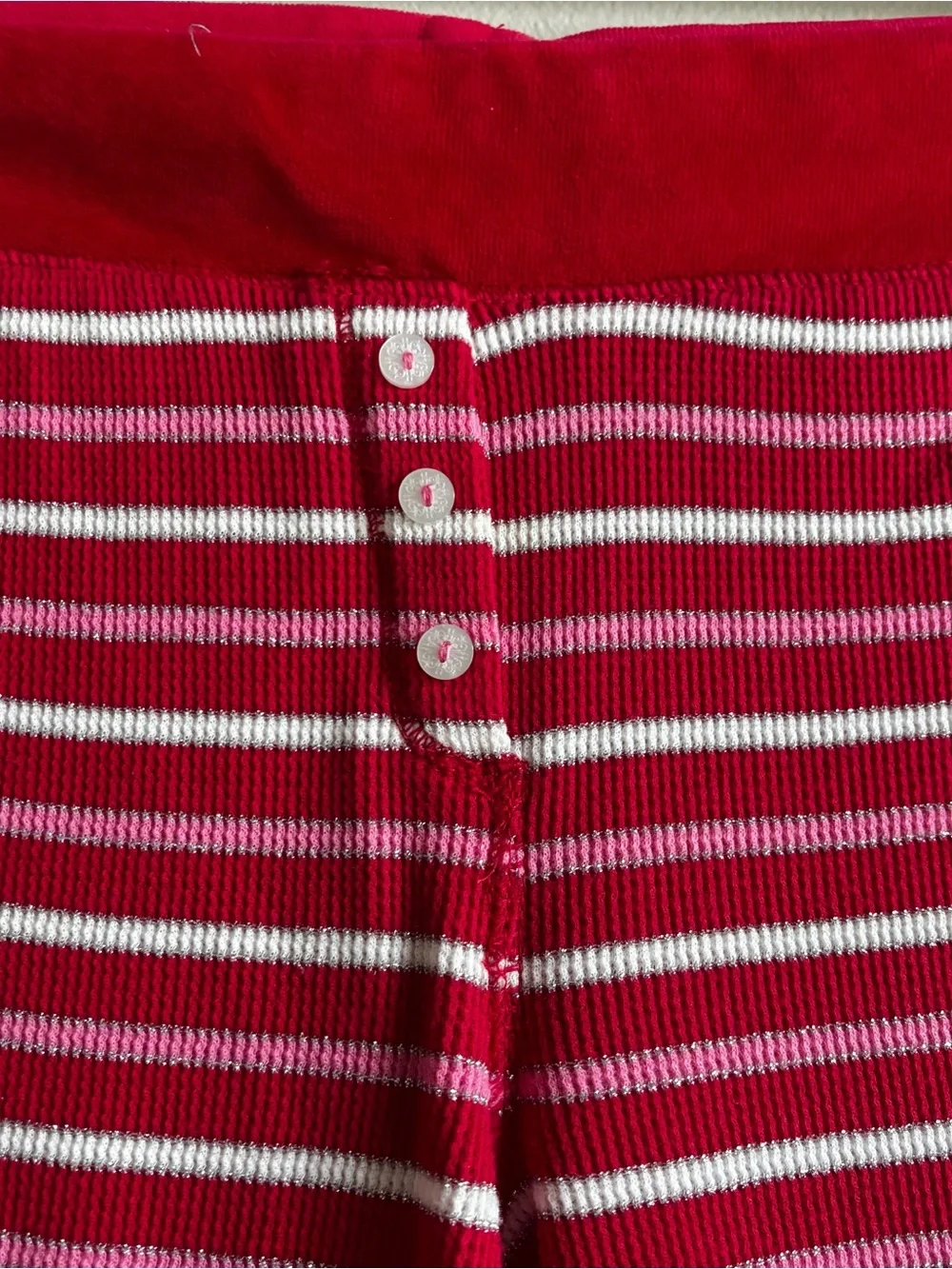 Victoria's Secret Red, Pink, and White Striped Long-Sleeve Pajama Set - Picture 7 of 9